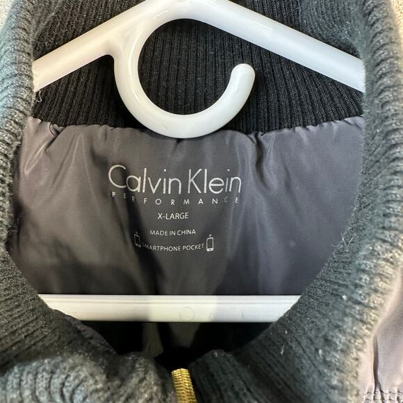 Calvin Klein Performance Puffer Vest Womens XL Black Zip Knit Smart Phone Pocket - Picture 7 of 9